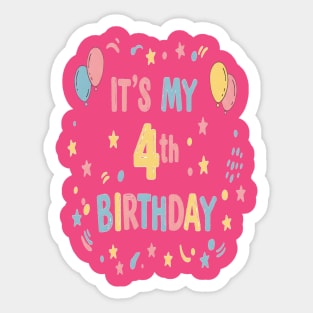 Four-tastic Birthday Tee - Officially Too Cool for Preschool - Joyful Fourth Birthday Stars Sticker